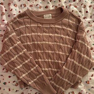 Pink Rose Women's Taupe Cable Knit Sweater
